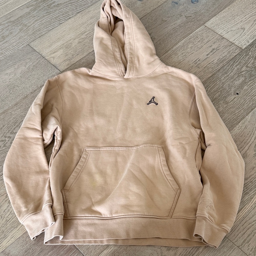 Jordan Men’s Crewneck Hoodie in Beige with Black Jumpman